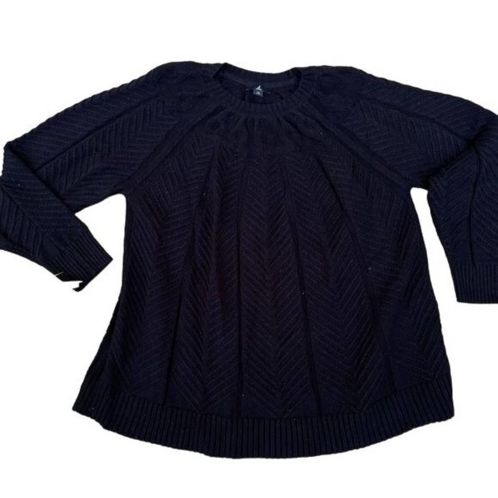 J Jason Wu Sweater Black Knit Pullover Cotton Blend Size 2X